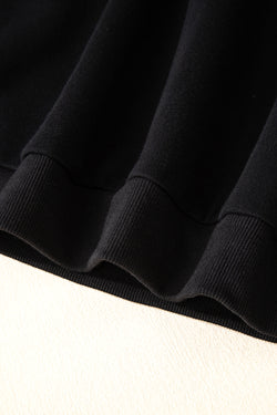 Black Solid Collared Sweatshirt and High Waist Pants Active Set
