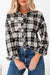 Chemise boutonnée noire à imprimé écossais avec poches poitrine