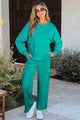 Solid Color Pullover Top and Cargo Pants Set