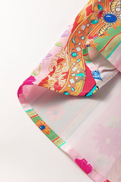 Robe de chemise à manches longues boutonnées à imprimé à imprimé floral multipolour robe à manches longues