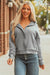 Gray Waffle Splicing Zip Up Front Button Hooded Jacket