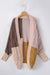Brown Color Block Loose Open Front Knitted Cardigan