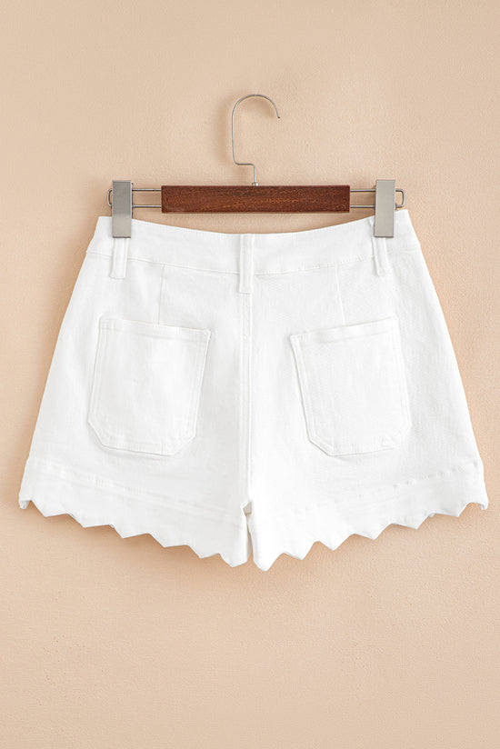 Sail Blue Shorts de jean de la taille haute de l'ourlet feston