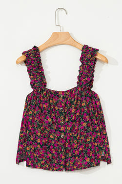 Rose boho tiras con tiras camiseta de tanque floral