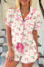 Floral Print Contrast Pipping Short Pajamas Set