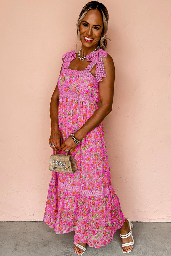 Vestito maxi in pizzo floreale in pizzo verde