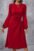 Solid Color Ruched Detail Long Sleeve Midi Dress