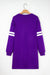 Fiery Red Varsity Contrast Banded Sleeve Shift Sweatshirt Dress