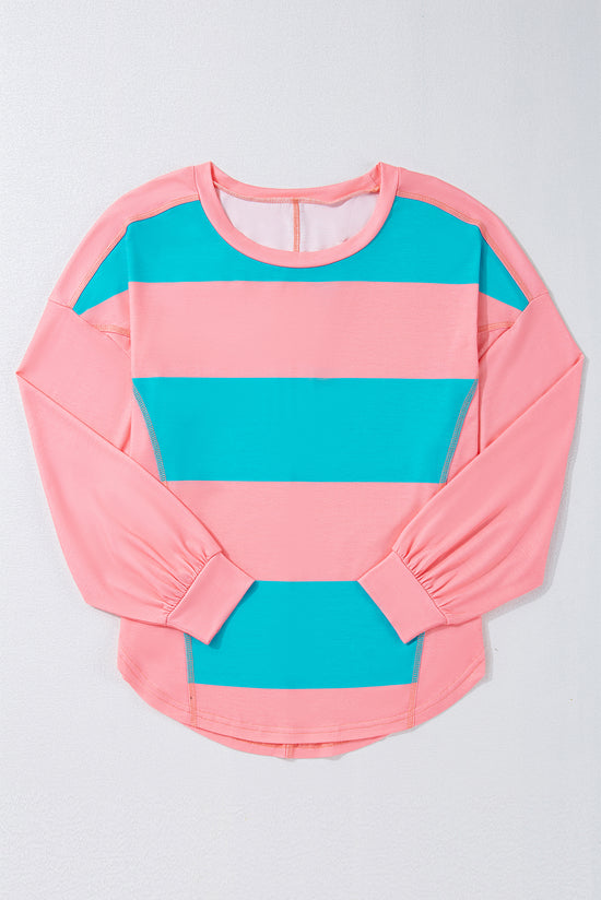 Top a strisce a strisce a strisce color blocco verde chiaro