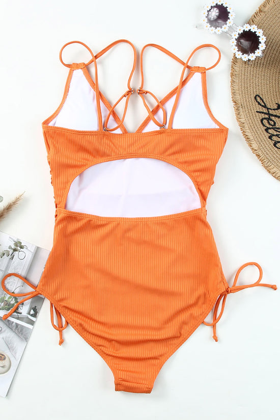 Cinghie regolabili arancione a costiera a costiera costume da bagno
