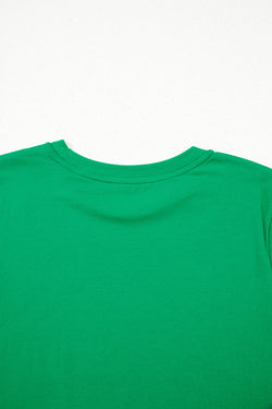 Tee de la tripulación de la tripulación de la llanura de color verde brillante brillante
