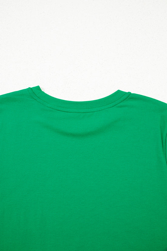 Tee de la tripulación de la tripulación de la llanura de color verde brillante brillante