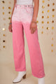 Pantaloni in denim rosa scattering di strass
