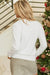 Maglione ricamato in avorio bianco
