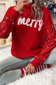 Racing Red Merry Graphic Lanteves de lantejoulas de natal Turtleneck suéter
