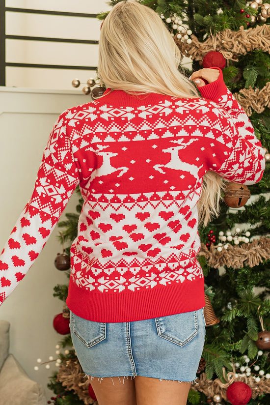 Padrão de coração de rena de Natal vermelho de fiery