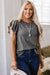 Dark Grey Layered Ruffle Short Sleeve Round Neck Top