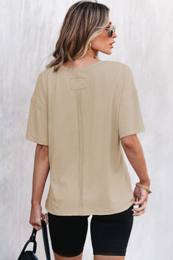 Camiseta de gran tamaño de costura de costura cruda