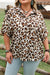 Camisa abotonada de manga corta con estampado de leopardo de talla grande de talla grande