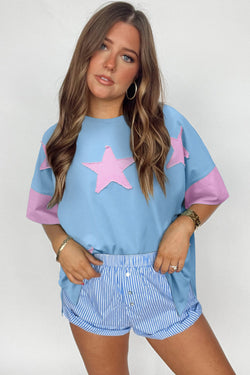 Camiseta de gran tamaño de la estrella de mezclilla de mezclilla de mezclilla aruba