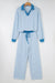 Ensemble haut pull à col à rayures bleu ciel et pantalon à cordon de serrage