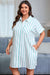 Green Stripe Plus taille St Patricks Day Robe de chemise boutonnée à manches courtes