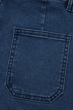 Vela azul hemline festoneado ácido lave de mezclilla alta cintura de mezclilla