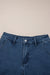 Sail Blue Shorts de jean de la taille haute de l'ourlet feston
