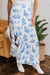 Sky Blue Boho Floral High Bruffer Maxi Skirt