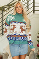 Canton Christmas Reindeer Snowflake Colorblock Turtleneck suéter