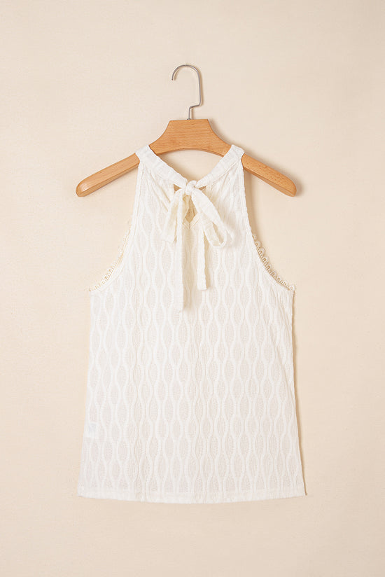 Beige frenchy encaje adornado halter halter camiseta