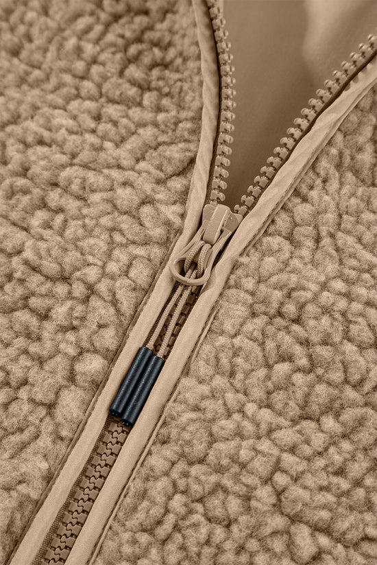 Pale Khaki Fleece zip up up cordon de casse-cordon