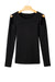 Maglione di spalla fredda a costola nera