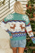 Canton Christmas Reindeer Snowflake Colorblock Turtleneck suéter