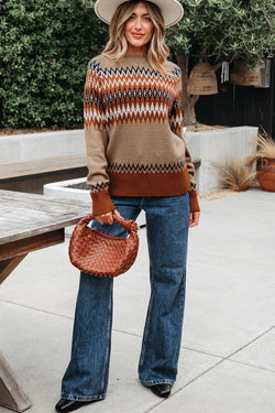 Khaki Aztec Stampa colorblock Equipa