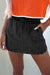 Pantalones cortos de mezclilla de cintura alta en cordón negro
