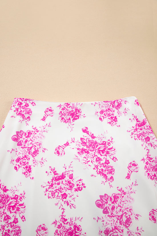 Sky Blue Boho Floral High Bruffer Maxi Skirt
