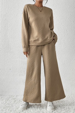 Pale Khaki Ultra Loose Textured 2pcs Slouchy Outfit