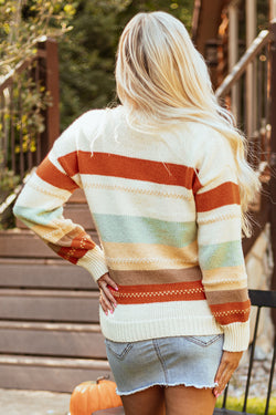 Maglione a blocchi a strisce a strisce a strisce a strisce a scarpe da equipaggio