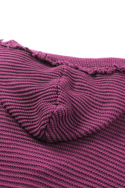 Maglione con cappuccio con pausa con caduta a costine a vello a V nero