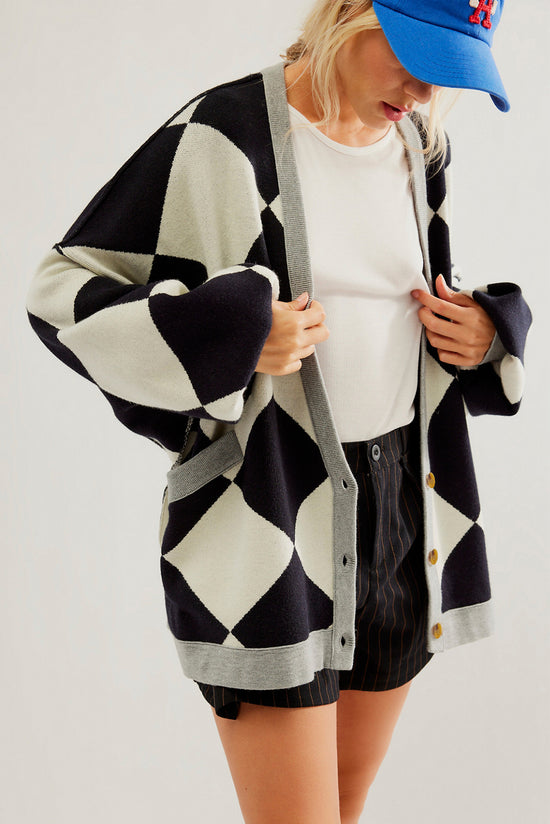 Striscia rosa colorblock goccia con spalla abbottonata cardigan
