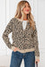 Khaki Leopard Drop Shoulder Chunky Knitted Cardigan Sweater