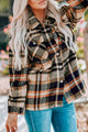 Chaqueta con bolsillos y estampado de cuadros geométricos caqui