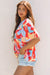 Multicolour Abstract Pattern Assicch Wide Clew Neck Blouse