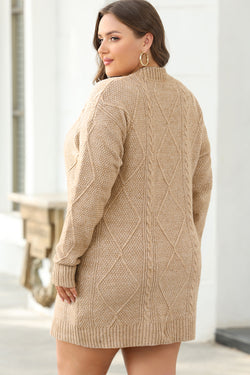Robe de pull en vrac en tricot de câble à café