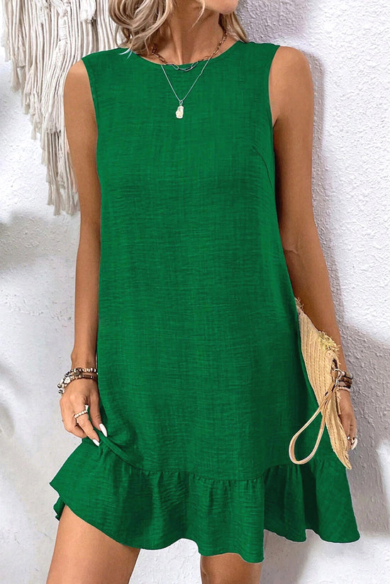 Ashleigh Blue Knot Sbope Back Ruffle Hem Mini Mini Vestido