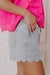 Sail Blue Shorts de jean de la taille haute de l'ourlet feston