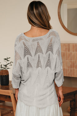 Pergamino hueco out knit 7/8 manga suéter casual