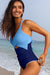 Beau blue ric rac trim ha contrastato patchwork contrastante costume da bagno