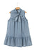 Beau Blue Bowknot Neck sin mangas con volantes Vestido de chambray